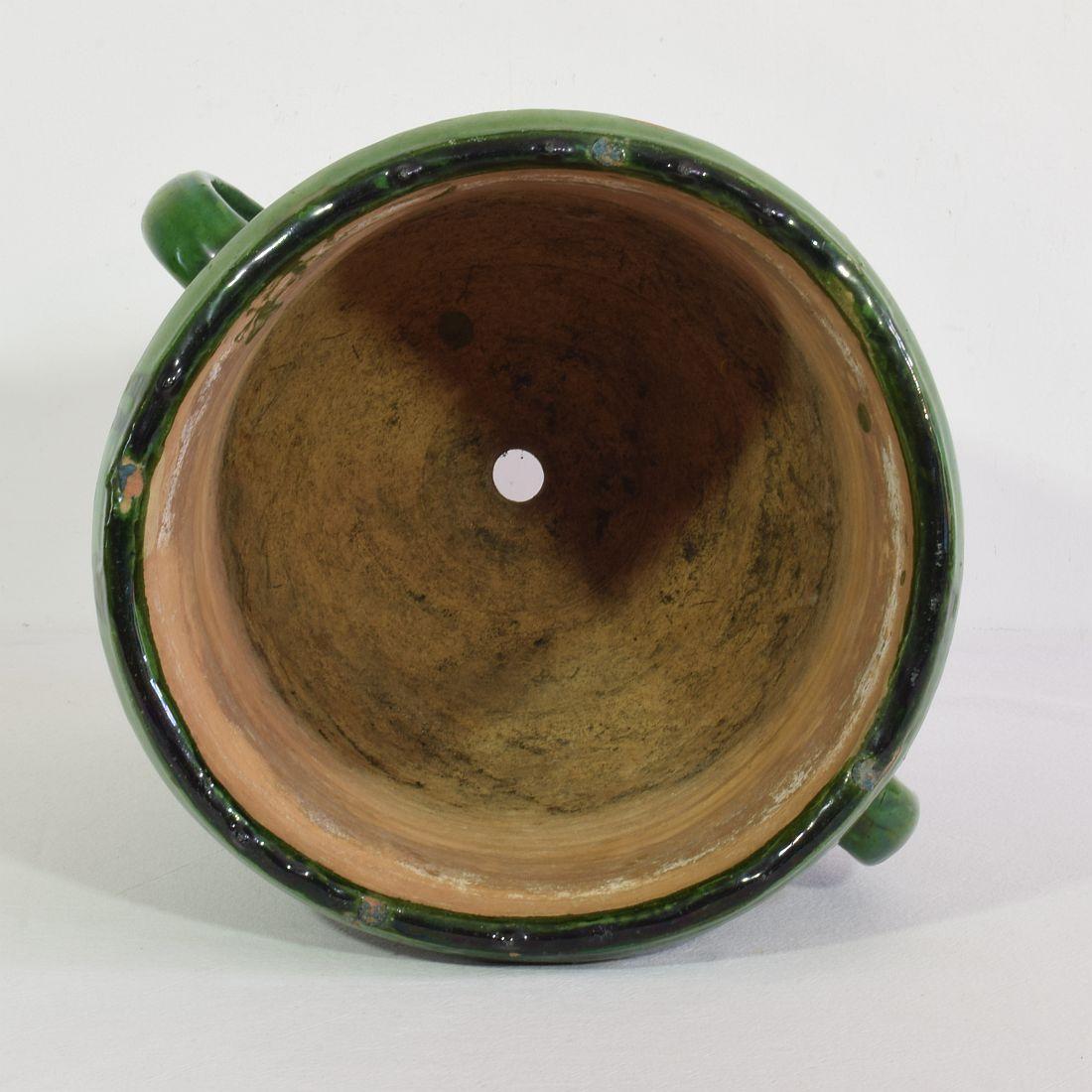 French 19th Century Green Glazed Earthenware Castelnaudary Planter For Sale 8