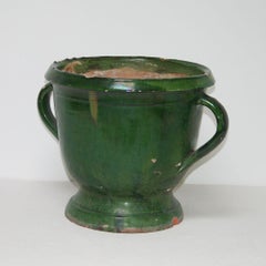 French 19th Century Green Glazed Earthenware Castelnaudary Planter