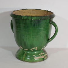 French 19th Century Green Glazed Earthenware Castelnaudary Planter