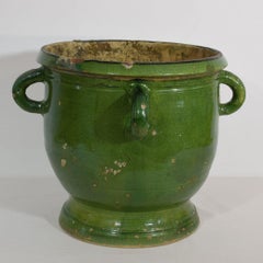 French 19th Century Green Glazed Earthenware Castelnaudary Planter