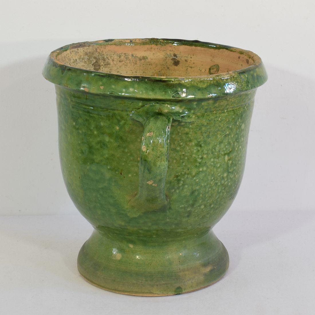French 19th Century Green Glazed Earthenware Castelnaudary Planter In Good Condition In Buisson, FR