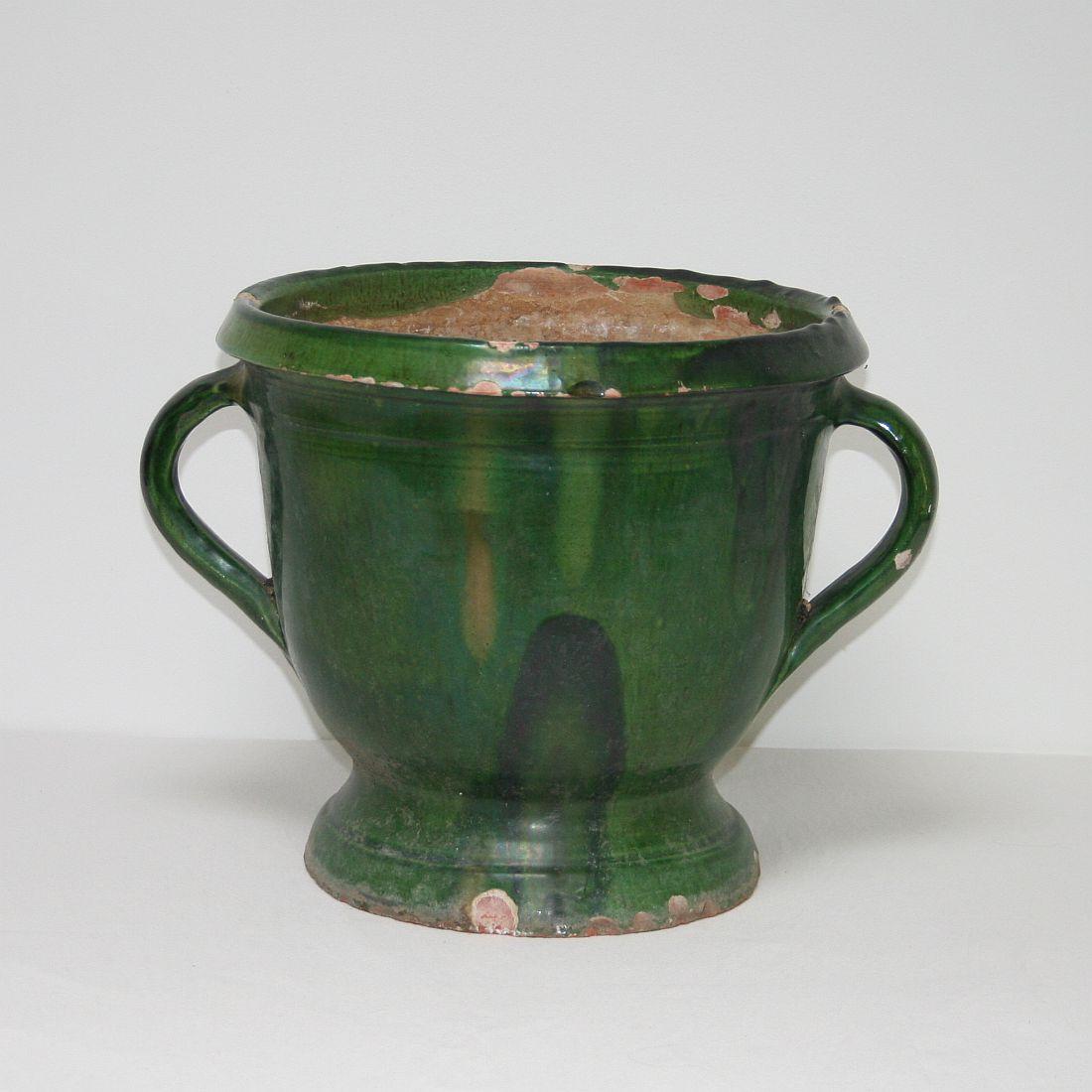 French 19th Century Green Glazed Earthenware Castelnaudary Planter 1