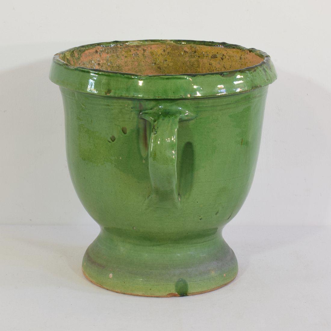 French 19th Century Green Glazed Earthenware Castelnaudary Planter 1