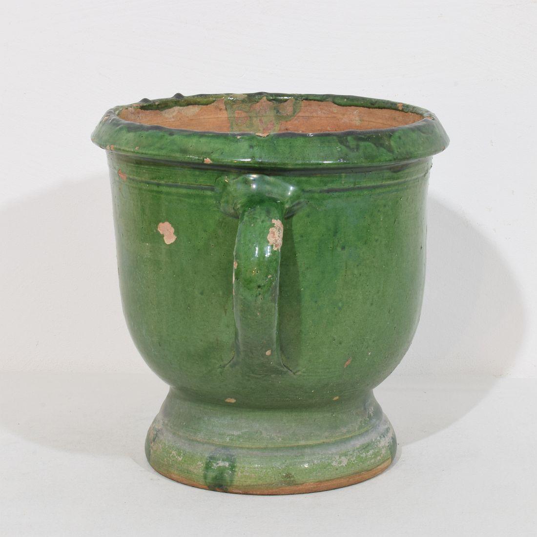 French 19th Century Green Glazed Earthenware Castelnaudary Planter For Sale 2