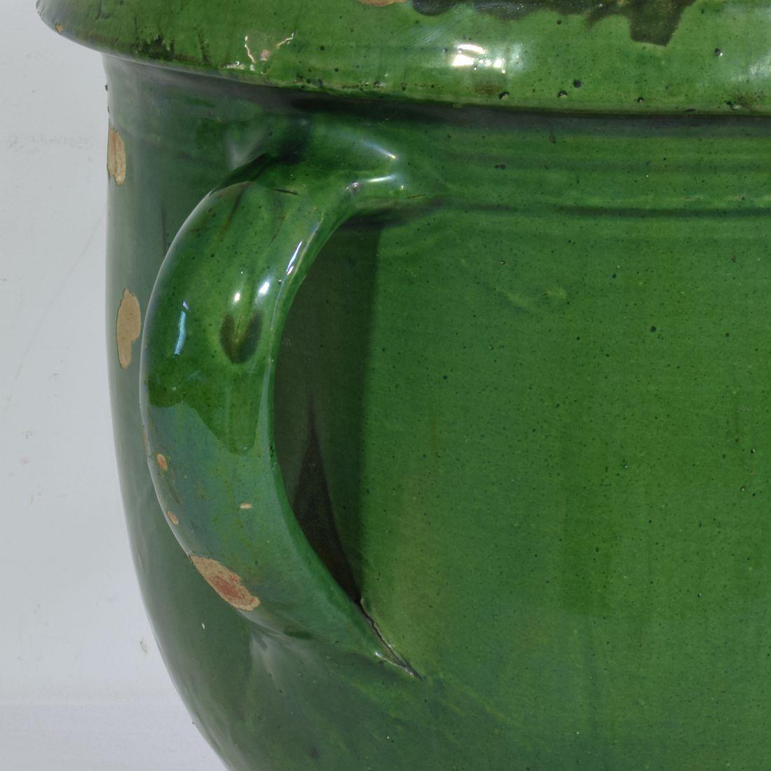 French 19th Century Green Glazed Earthenware Castelnaudary Planter For Sale 3