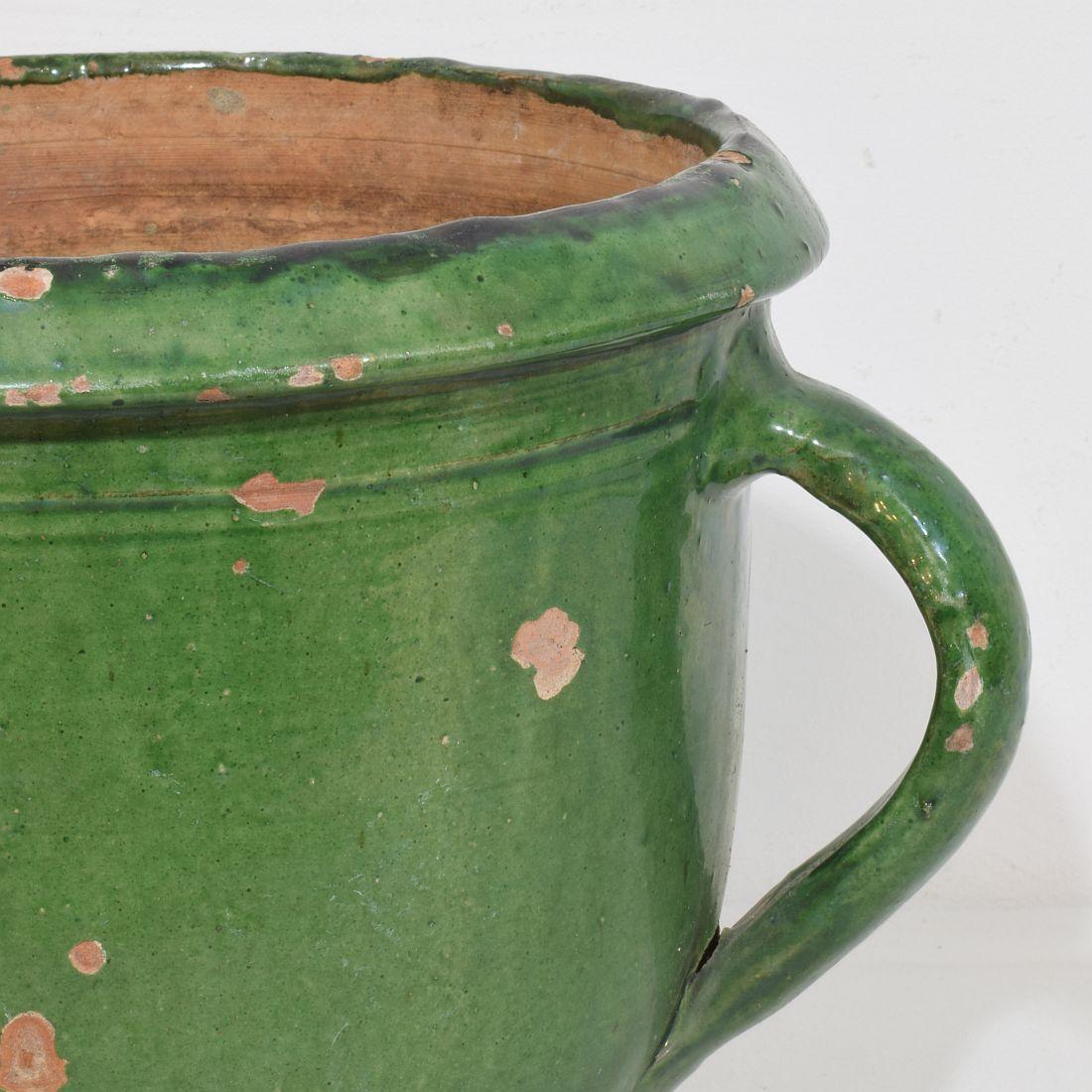 French 19th Century Green Glazed Earthenware Castelnaudary Planter For Sale 3