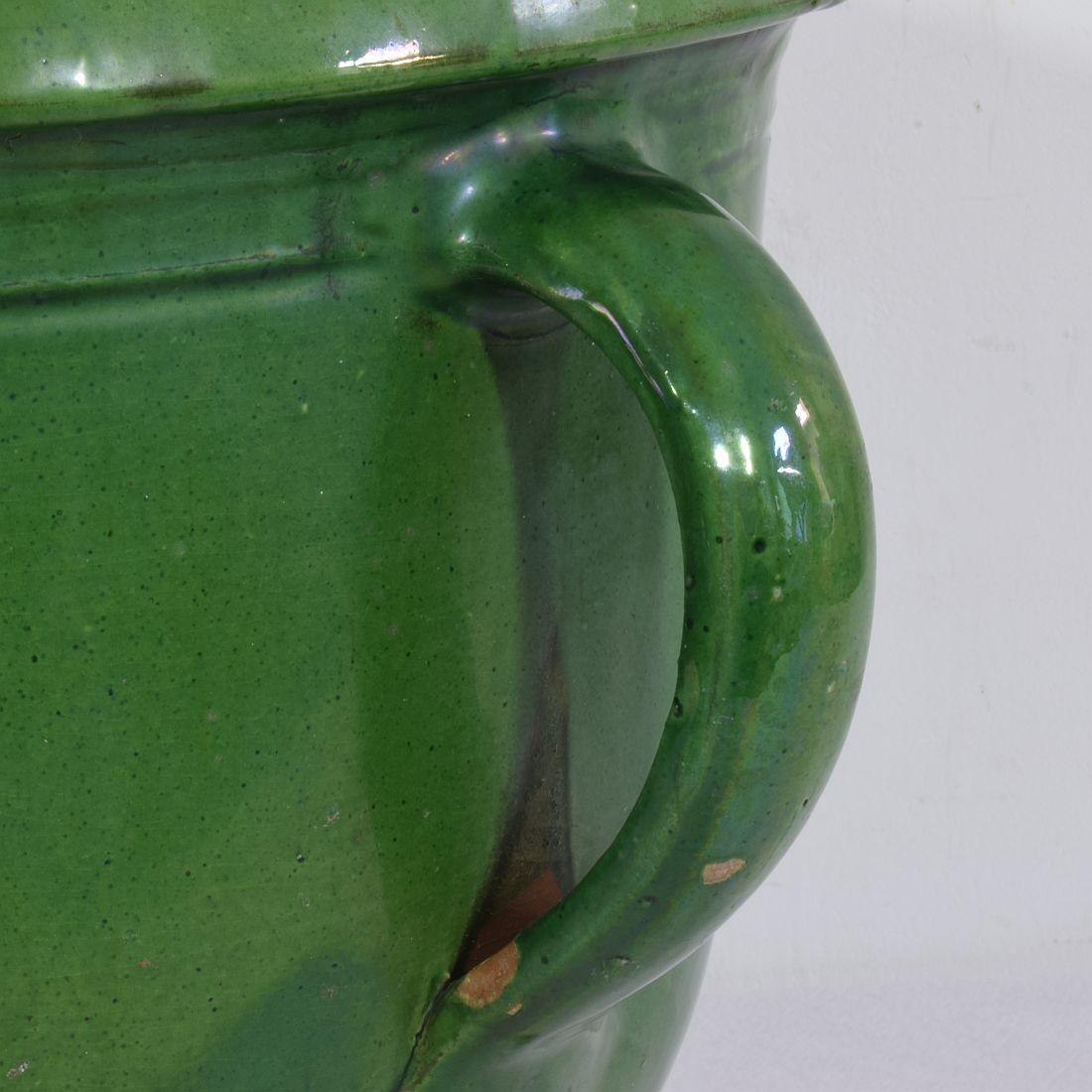 French 19th Century Green Glazed Earthenware Castelnaudary Planter For Sale 4