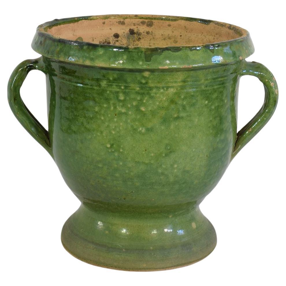 French 19th Century Green Glazed Earthenware Castelnaudary Planter
