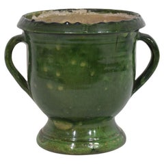 Antique French 19th Century Green Glazed Earthenware Castelnaudary Planter