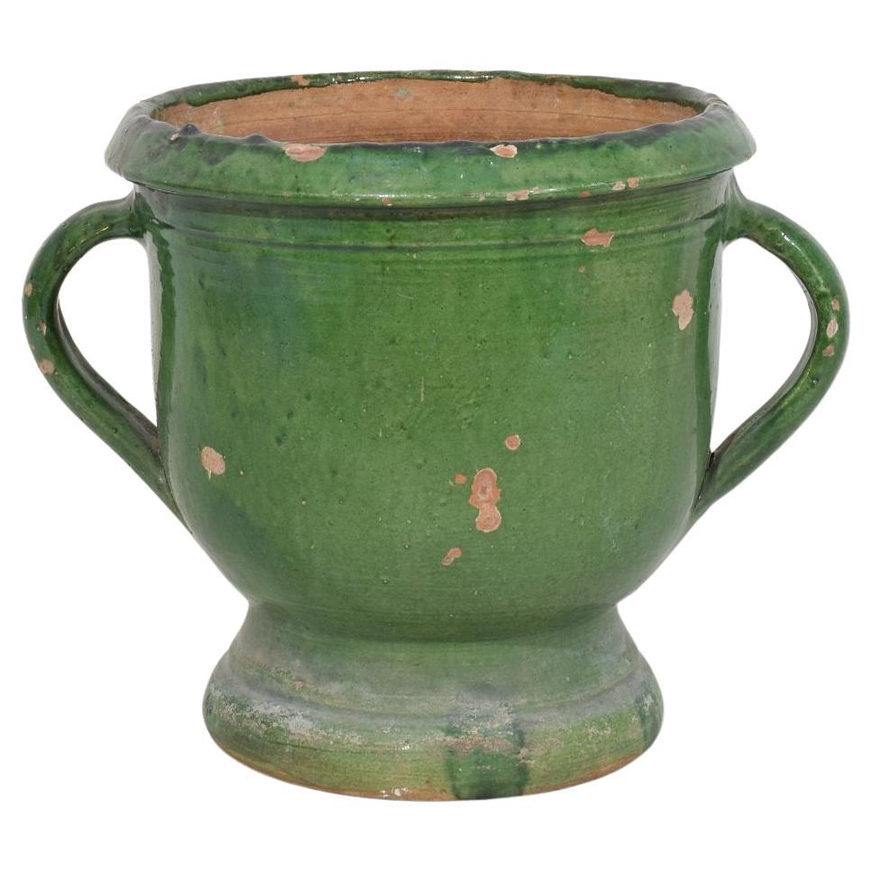 French 19th Century Green Glazed Earthenware Castelnaudary Planter For Sale