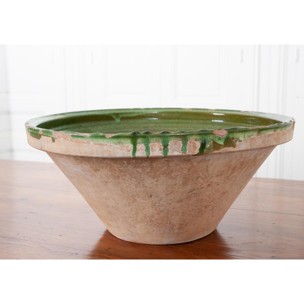 Other French 19th Century Green Glazed Mixing Bowl For Sale