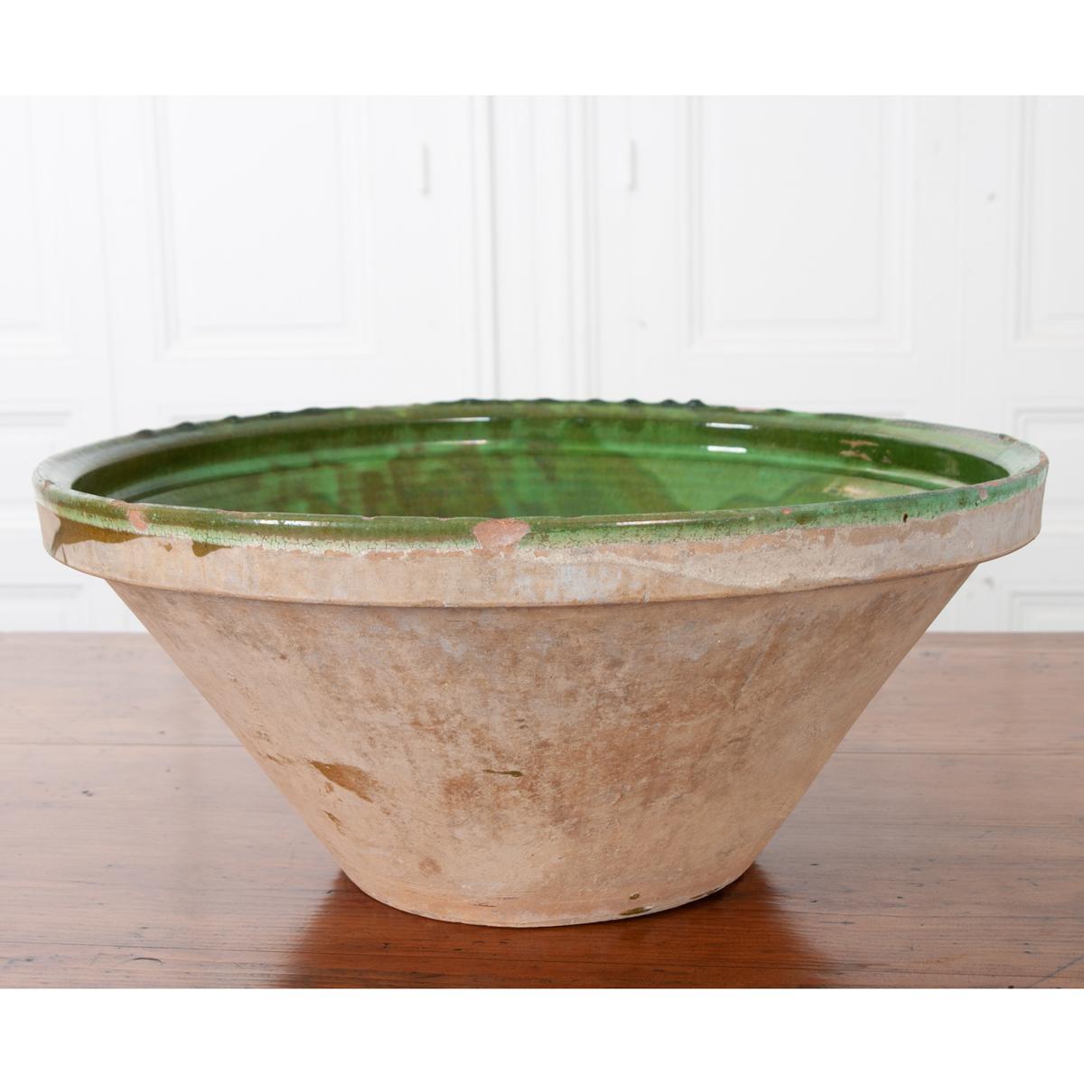 French 19th Century Green Glazed Mixing Bowl For Sale 1