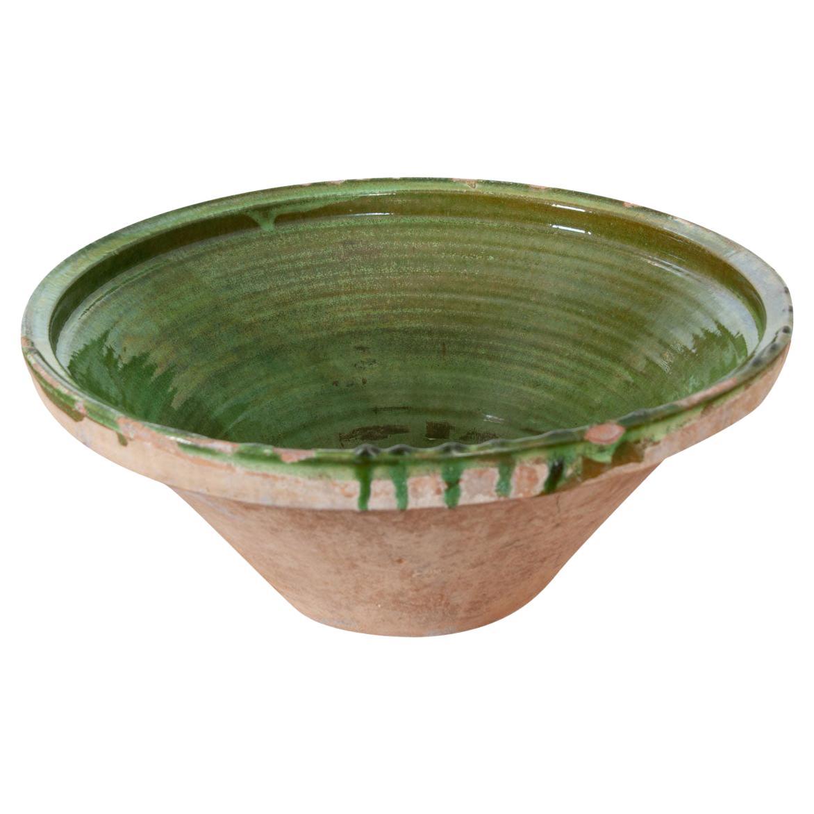 French 19th Century Green Glazed Mixing Bowl For Sale