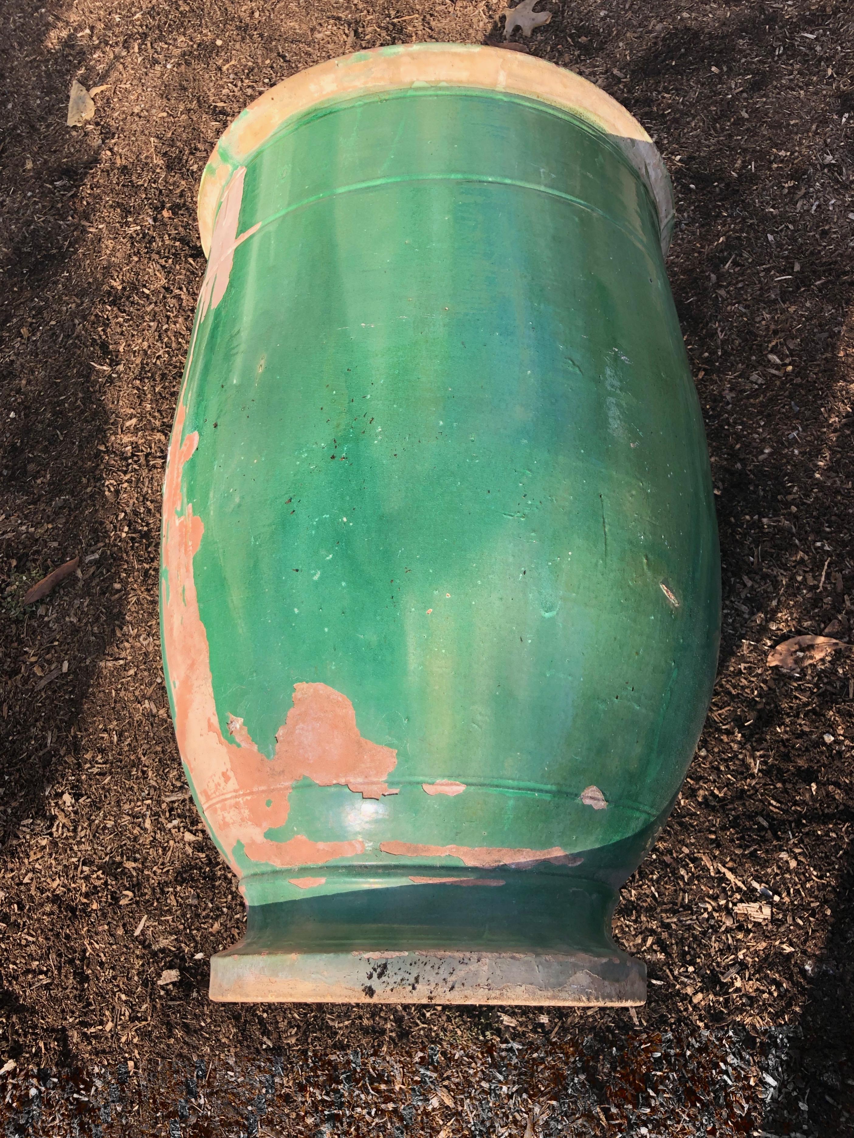 French 19th Century Green-Glazed Terracotta Pot from Apt 5
