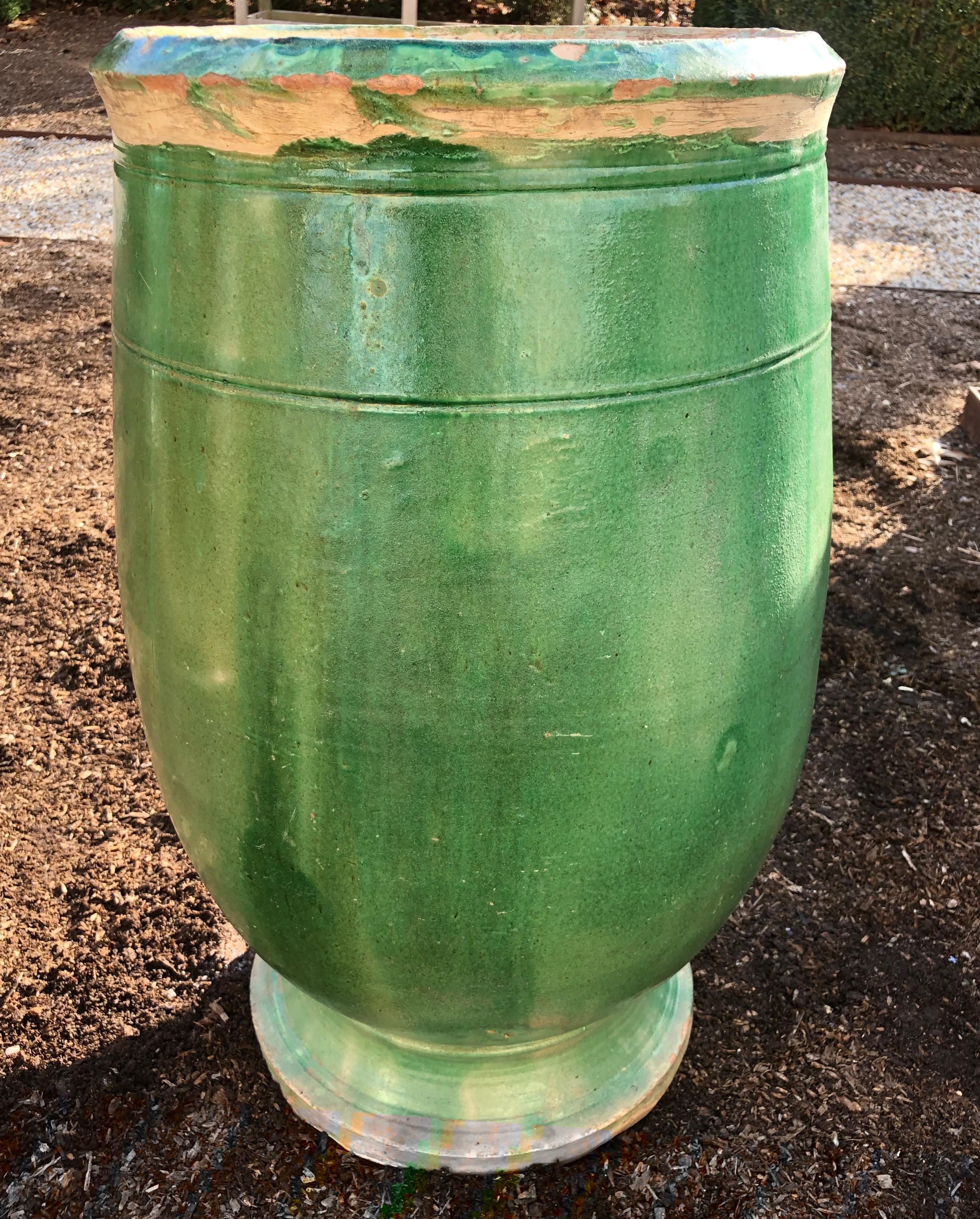 French 19th Century Green-Glazed Terracotta Pot from Apt 1