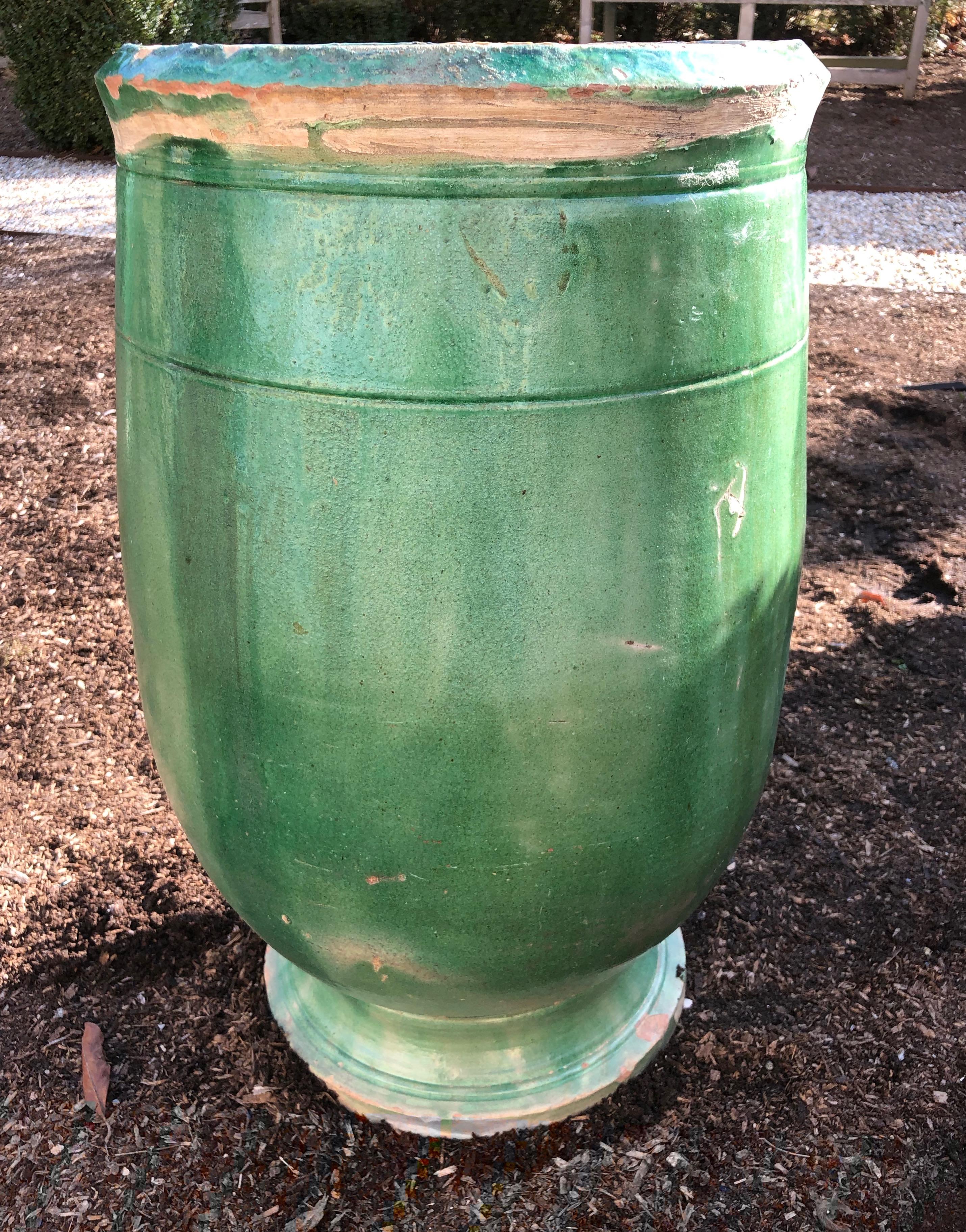 French 19th Century Green-Glazed Terracotta Pot from Apt 2