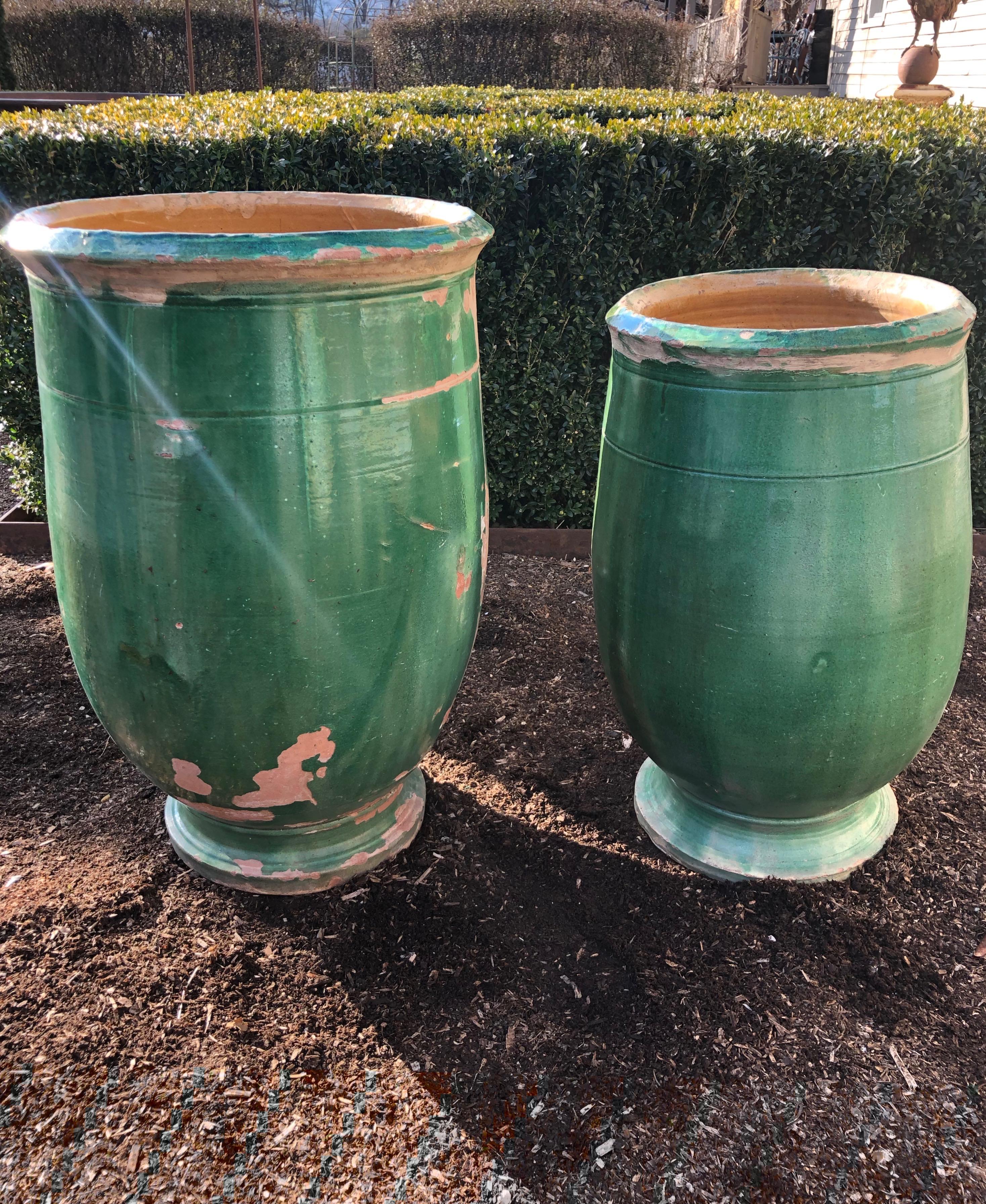 French 19th Century Green-Glazed Terracotta Pot from Apt 5