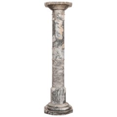 French 19th Century Grey-and-White Marble Pedestal French 19th Century Grey-and-White Marble Pedestal