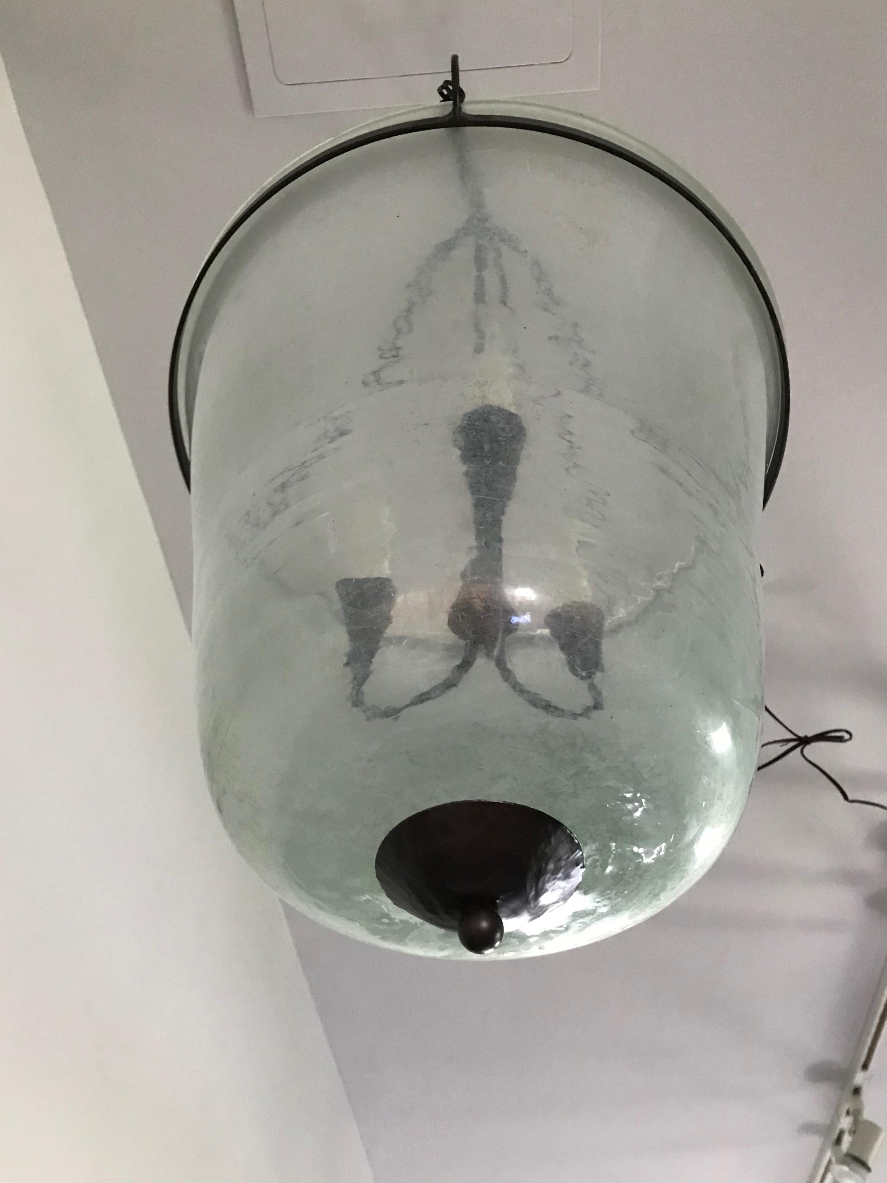 French 19th Century Hand Blown Glass Bell Cloche Hanging Light 4