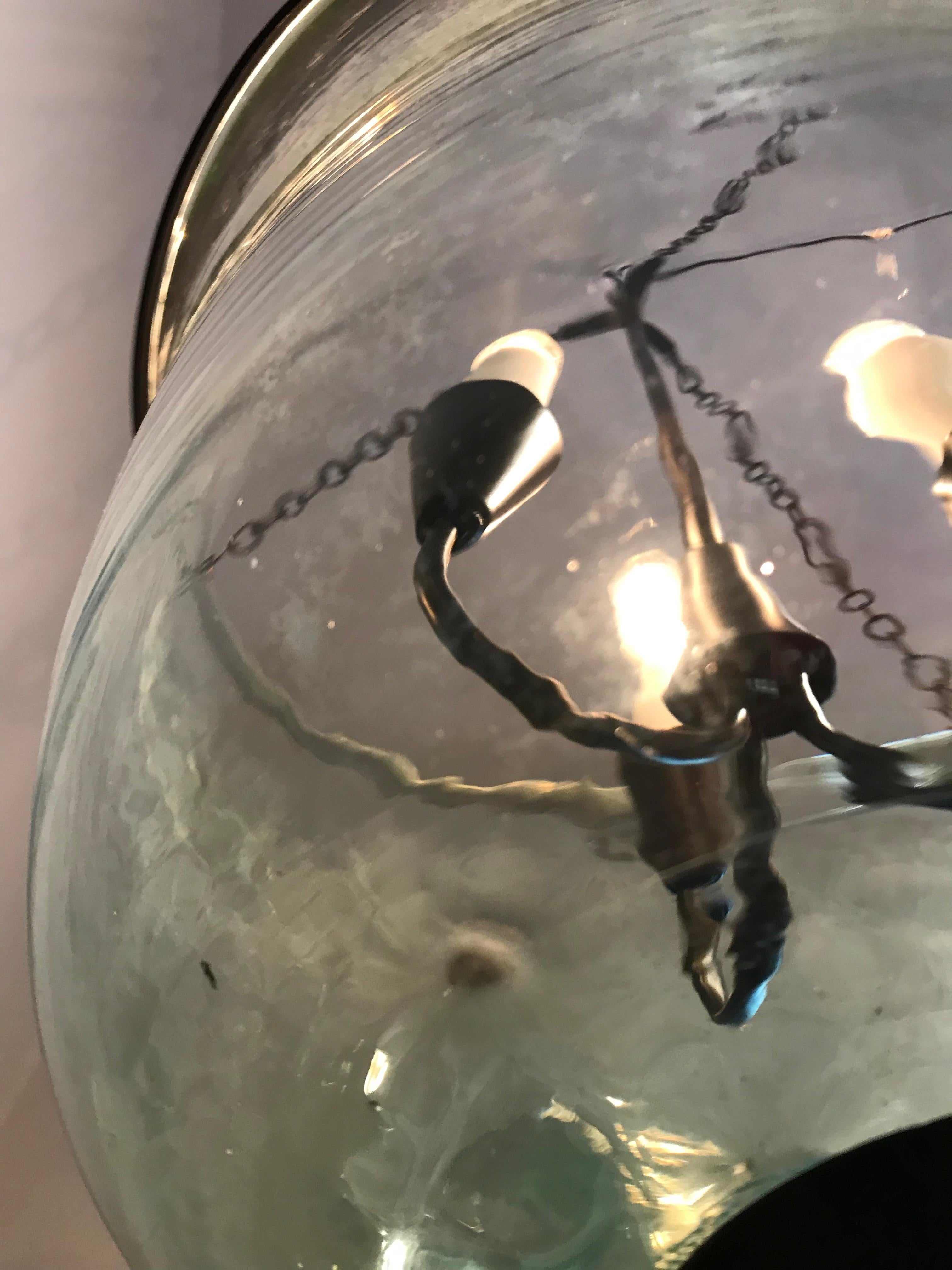 French 19th Century Hand Blown Glass Bell Cloche Hanging Light 4