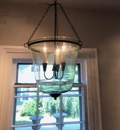 French 19th Century Hand Blown Glass Bell Cloche Hanging Light
