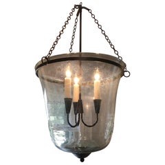 French 19th Century Hand Blown Glass Bell Cloche Hanging Light