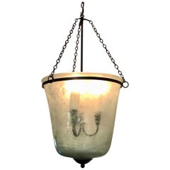 French 19th Century Hand Blown Glass Bell Cloche Hanging Light