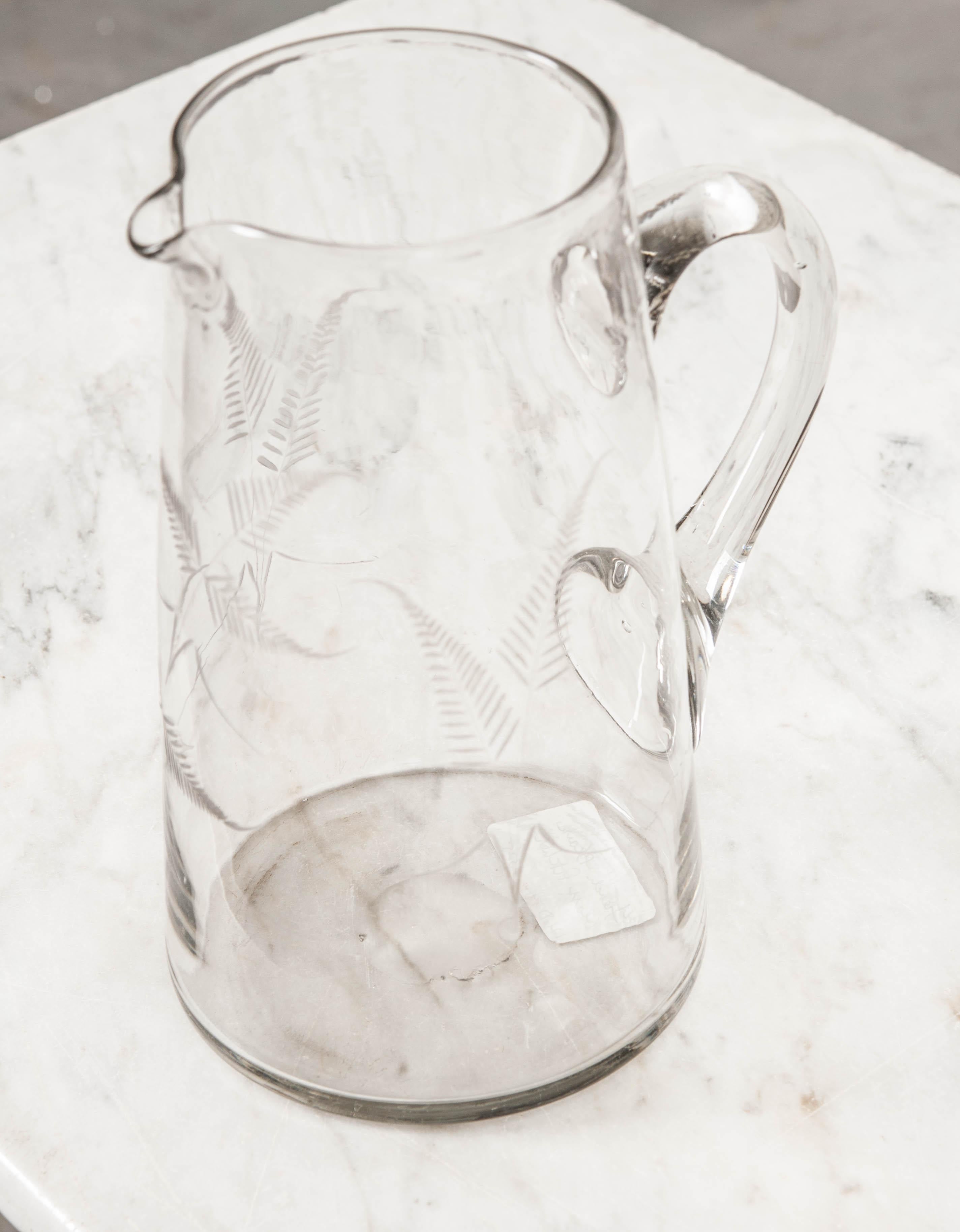 French 19th Century Hand Blown Glass Pitcher In Good Condition In Baton Rouge, LA