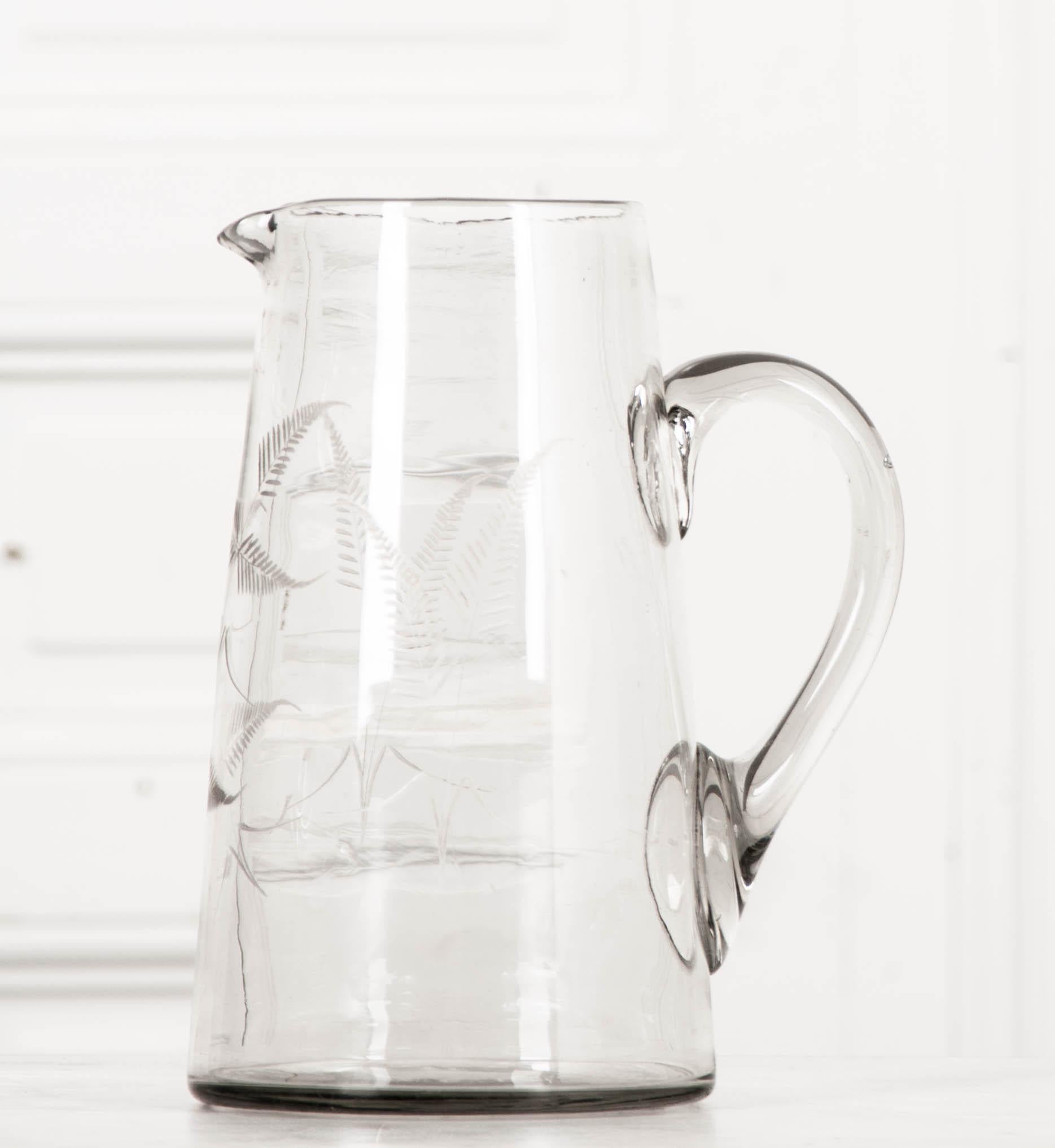 French 19th Century Hand Blown Glass Pitcher 2