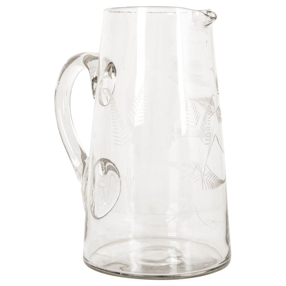 French 19th Century Hand Blown Glass Pitcher