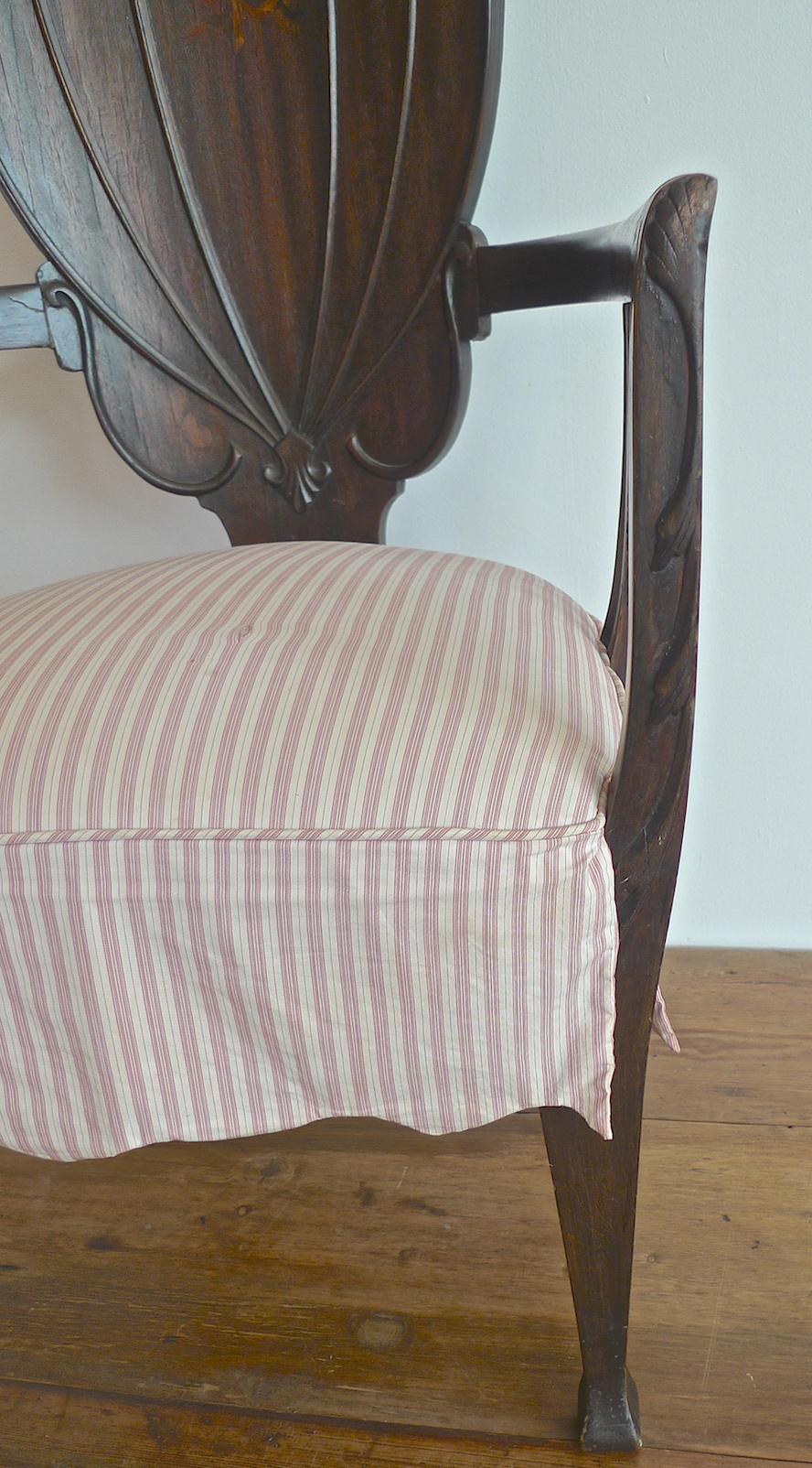 French 19th Century Hand Carved and Stained Armchair with Three Cushions 8