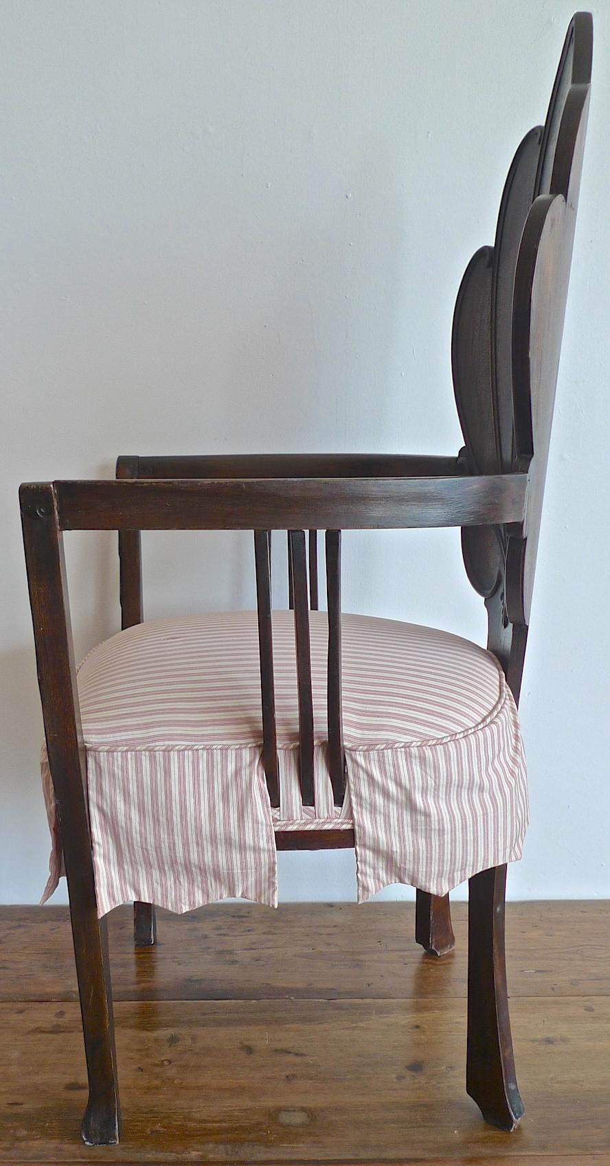 French 19th Century Hand Carved and Stained Armchair with Three Cushions In Distressed Condition In Santa Monica, CA