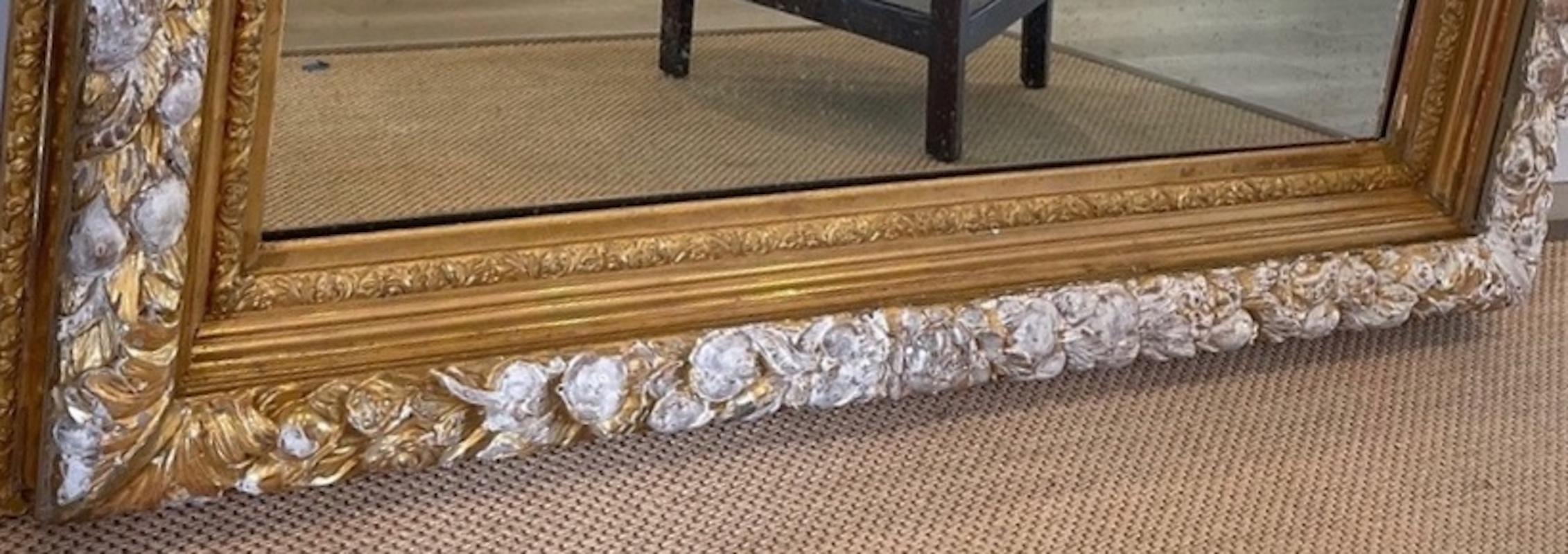 French 19th Century Hand-Carved Gold-Leaf Louis XVI Mirror For Sale 3