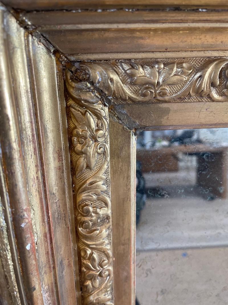 French 19th Century Hand-Carved Gold-Leaf Louis XVI Mirror For Sale 6