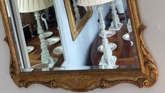 French 19th Century Hand-Carved Gold-Leaf Wood Framed Mirror with Beveled Glass