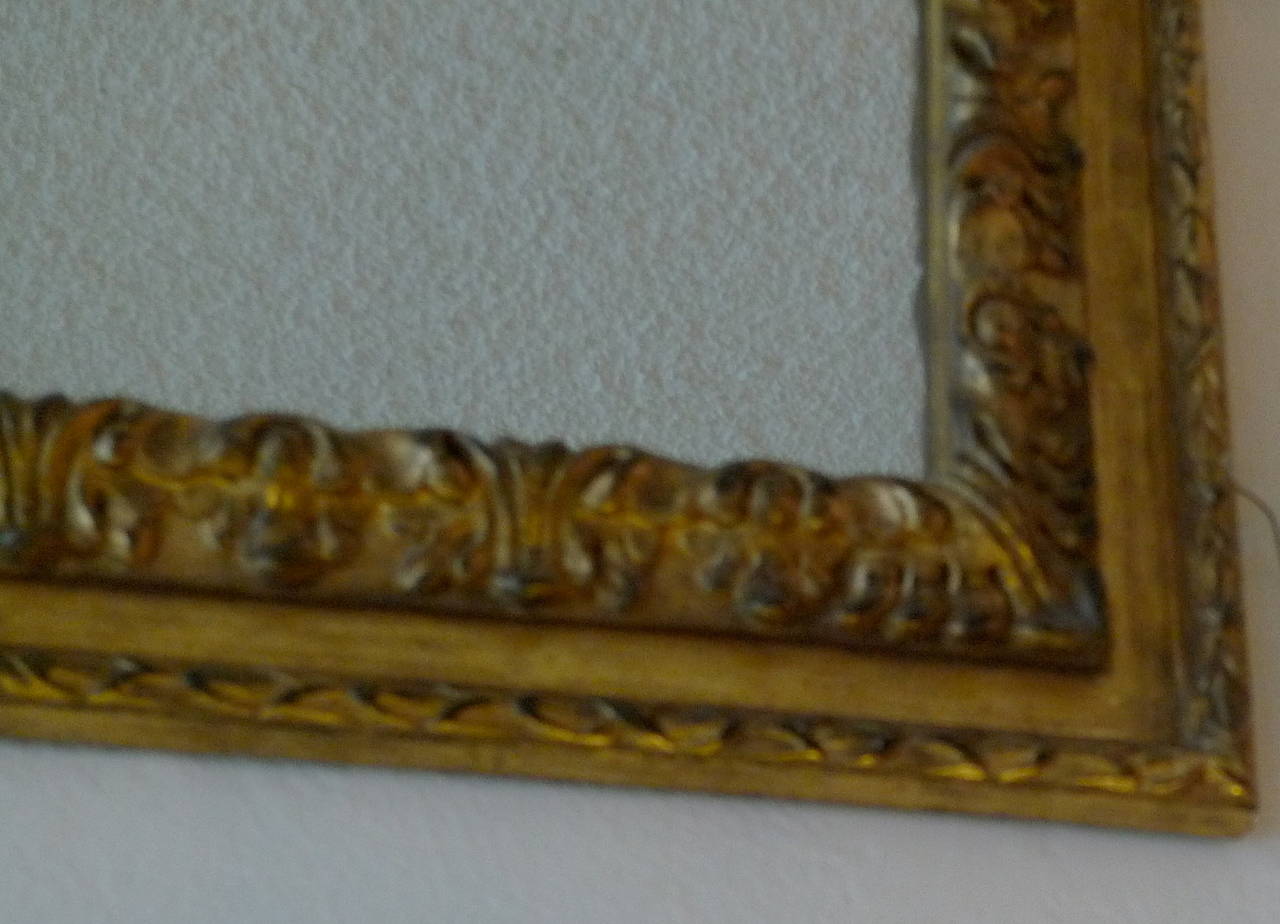 French 19th Century Hand Carved Gold Painted Mirror Frame with Original Glass 1