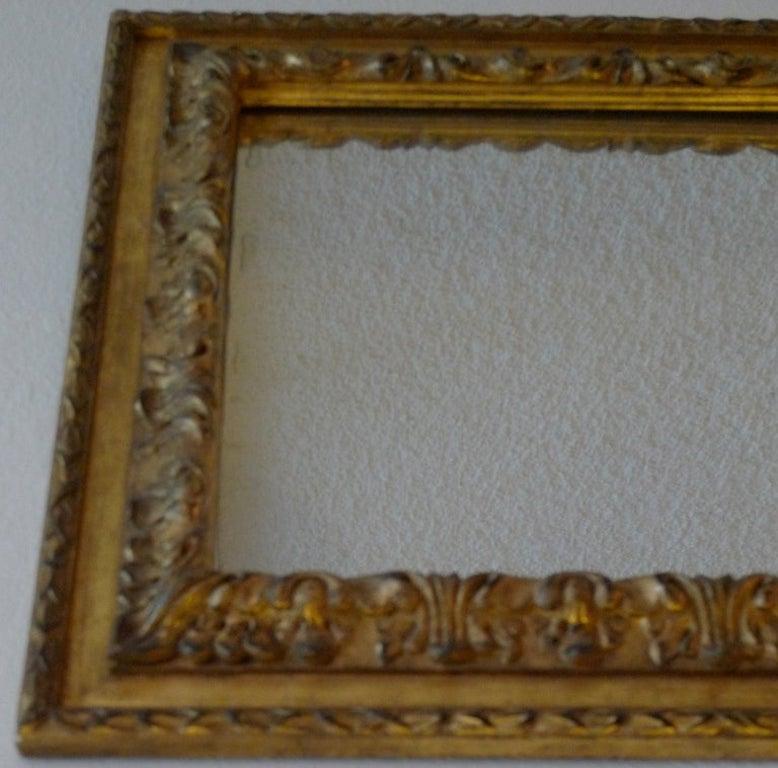 French 19th Century Hand Carved Gold Painted Mirror Frame with Original Glass 7