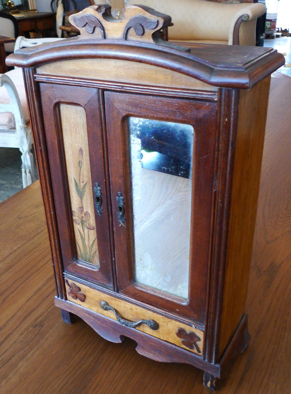 French 19th Century Hand-Carved Miniature Sample Armoire With Mirror For Sale 9