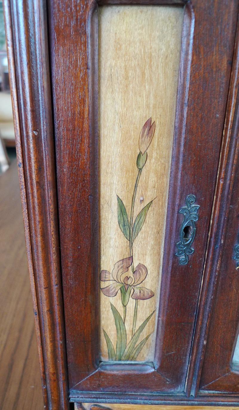 French 19th Century Hand-Carved Miniature Sample Armoire With Mirror In Distressed Condition For Sale In Santa Monica, CA