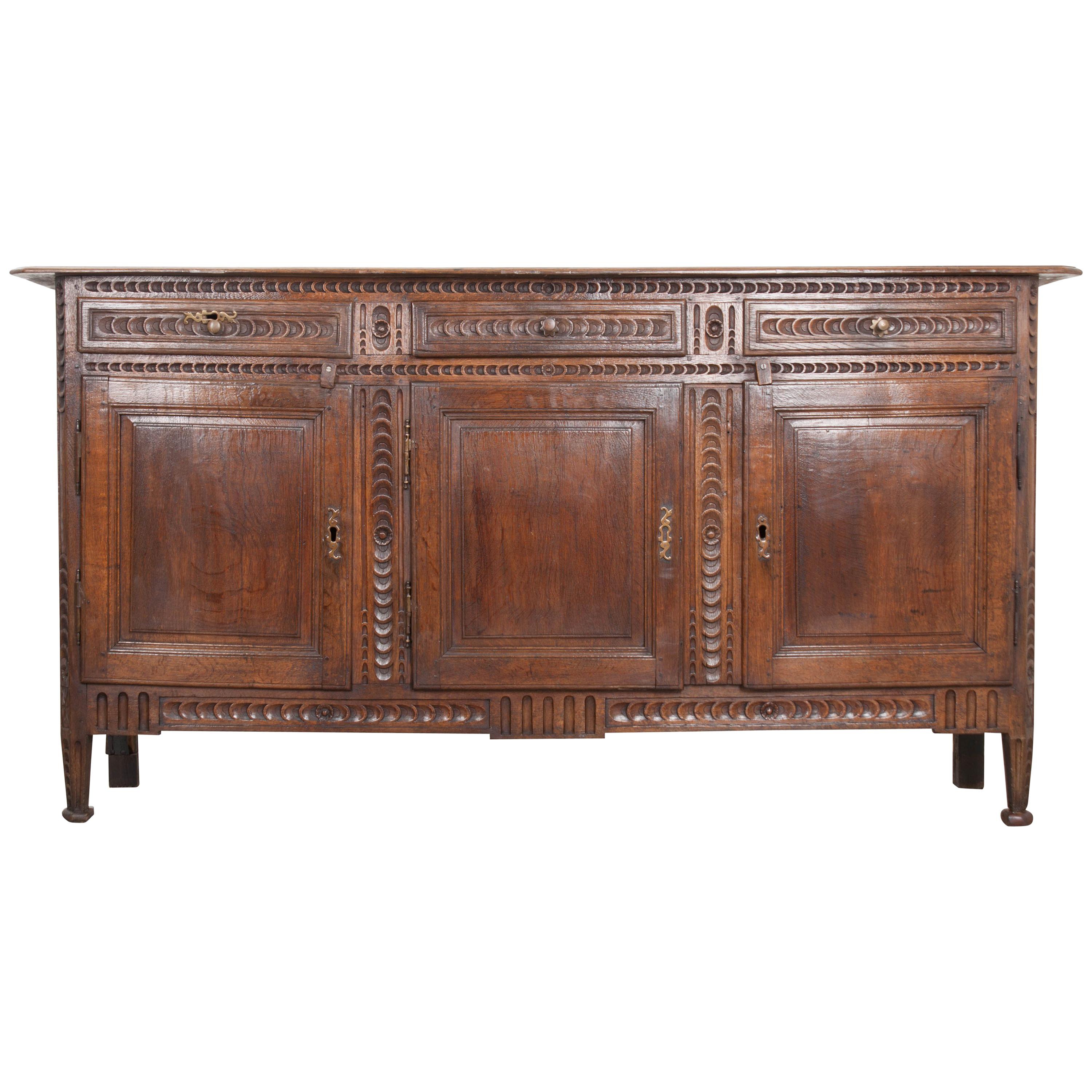 French 19th Century Hand Carved Oak Enfilade