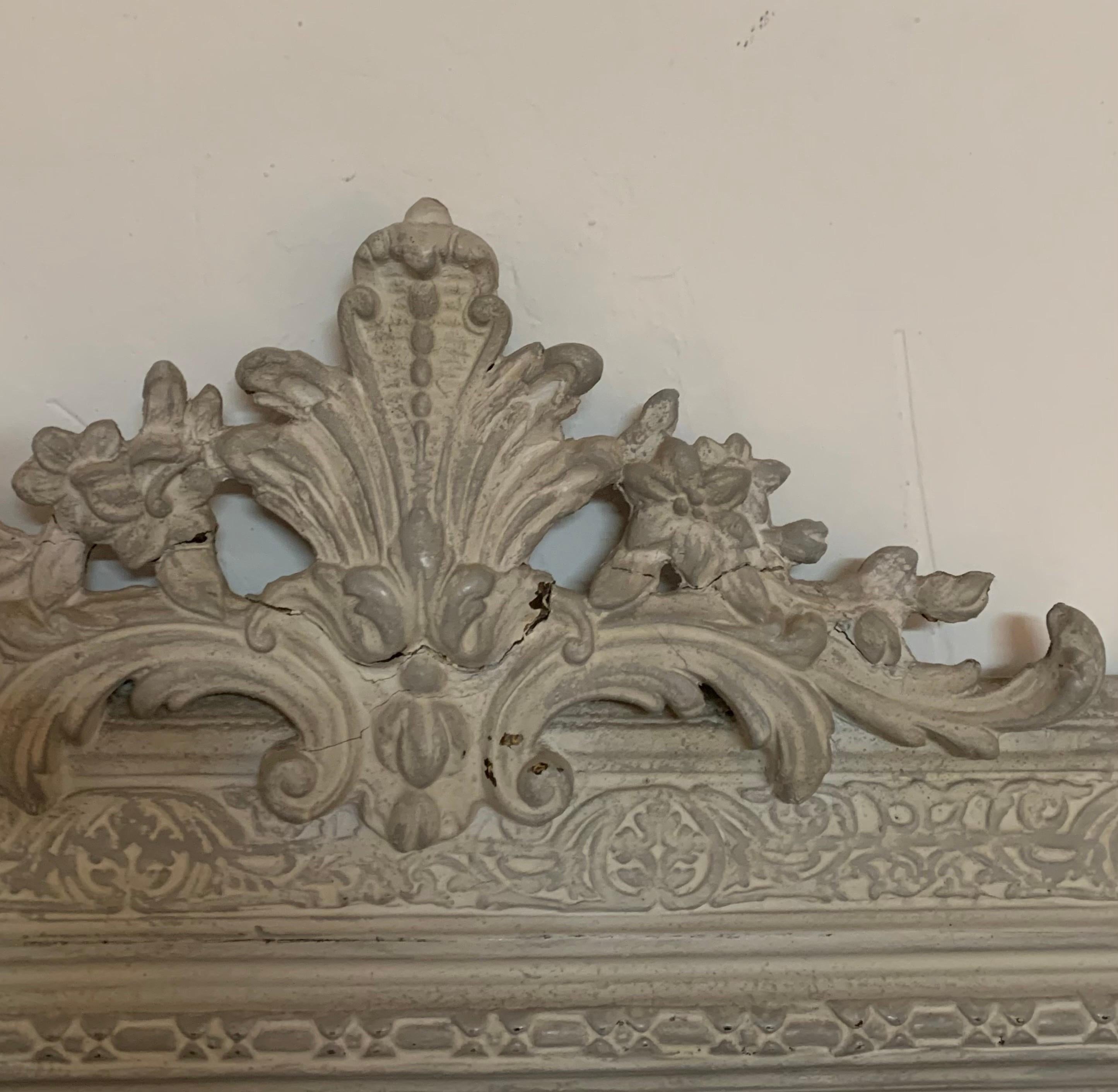 Hand-Carved French, 19th Century, Hand Carved Painted Wood Mirror For Sale