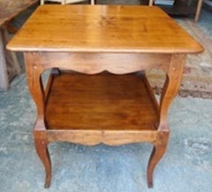 French 19th Century Hand Carved Walnut Nightstand with One-Drawer and Inlay Top