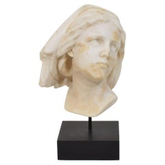 French 19th Century Hand carved White Alabaster Head