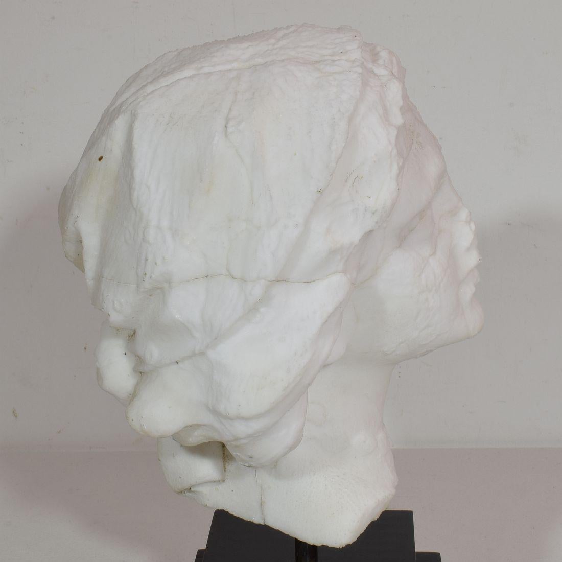 French 19th Century Hand carved White Marble Head 5