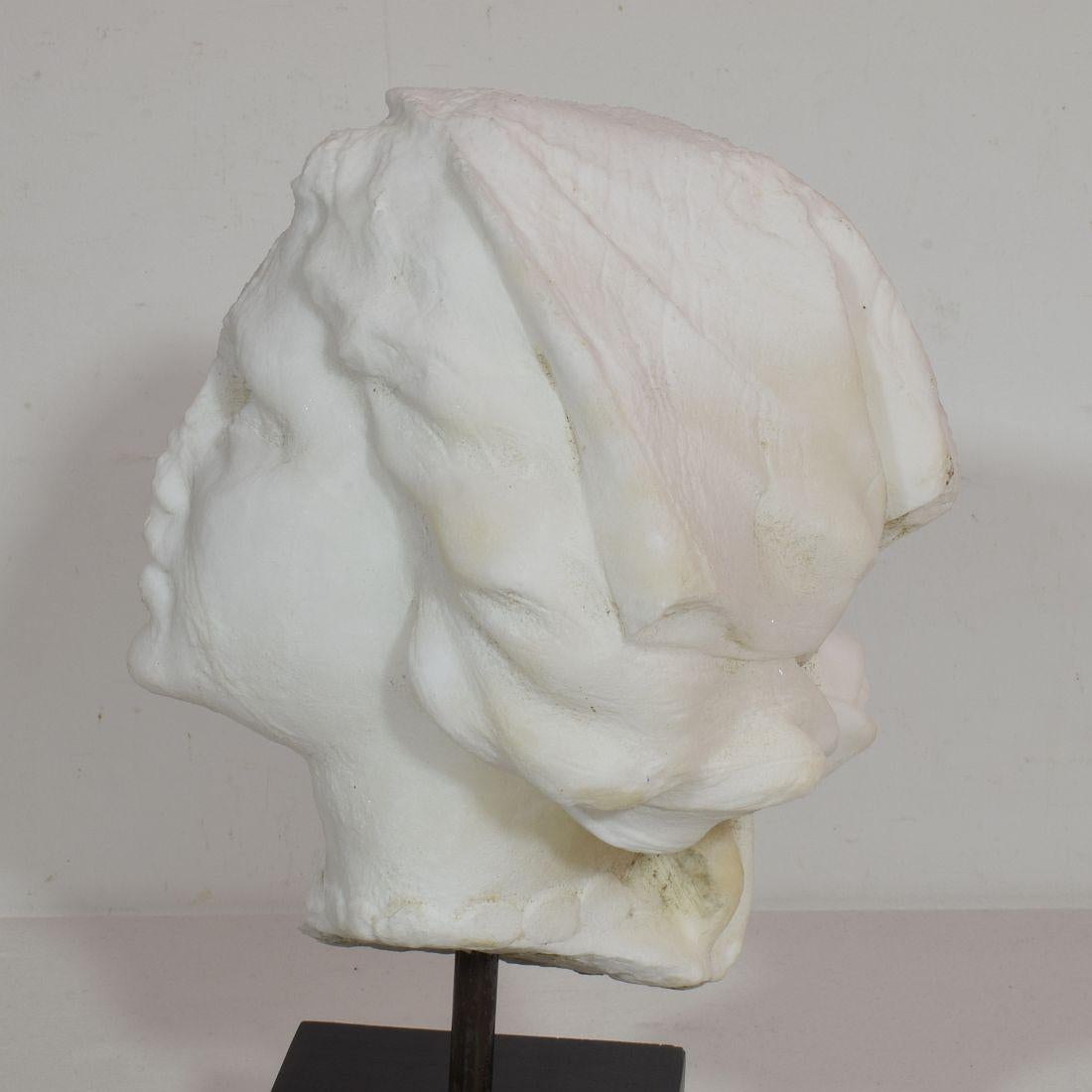 French 19th Century Hand carved White Marble Head 7