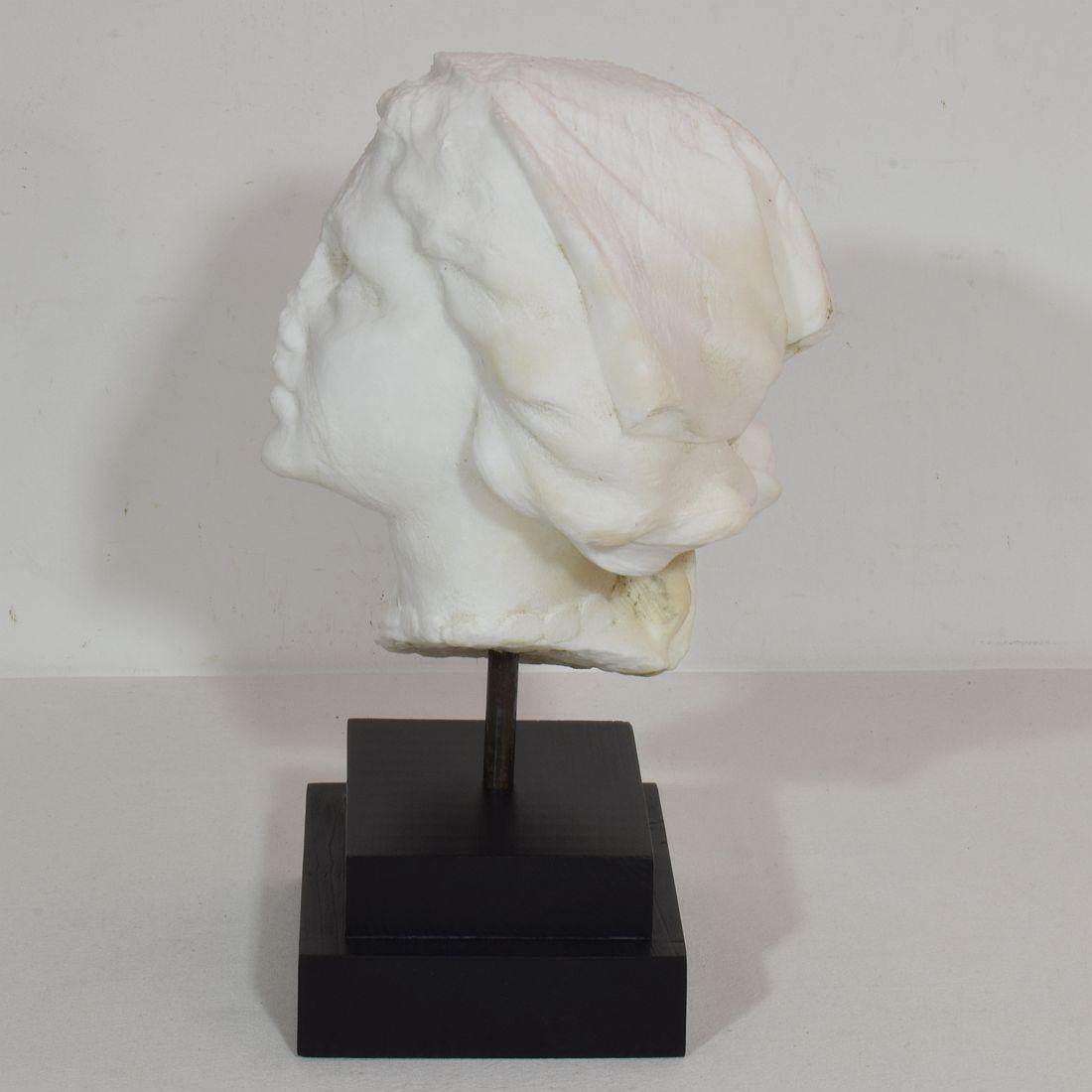 French 19th Century Hand carved White Marble Head 1