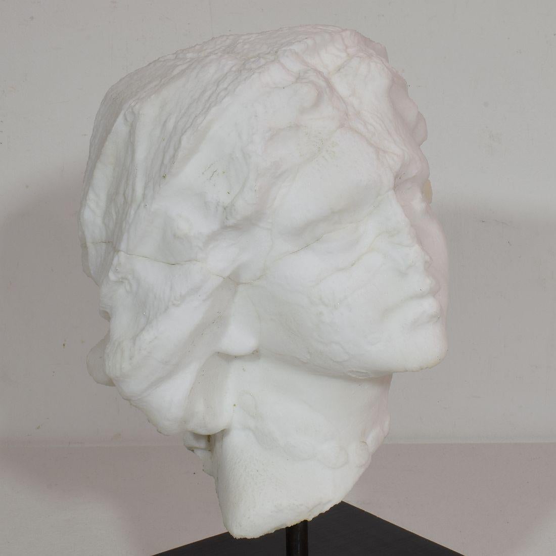 French 19th Century Hand carved White Marble Head 4