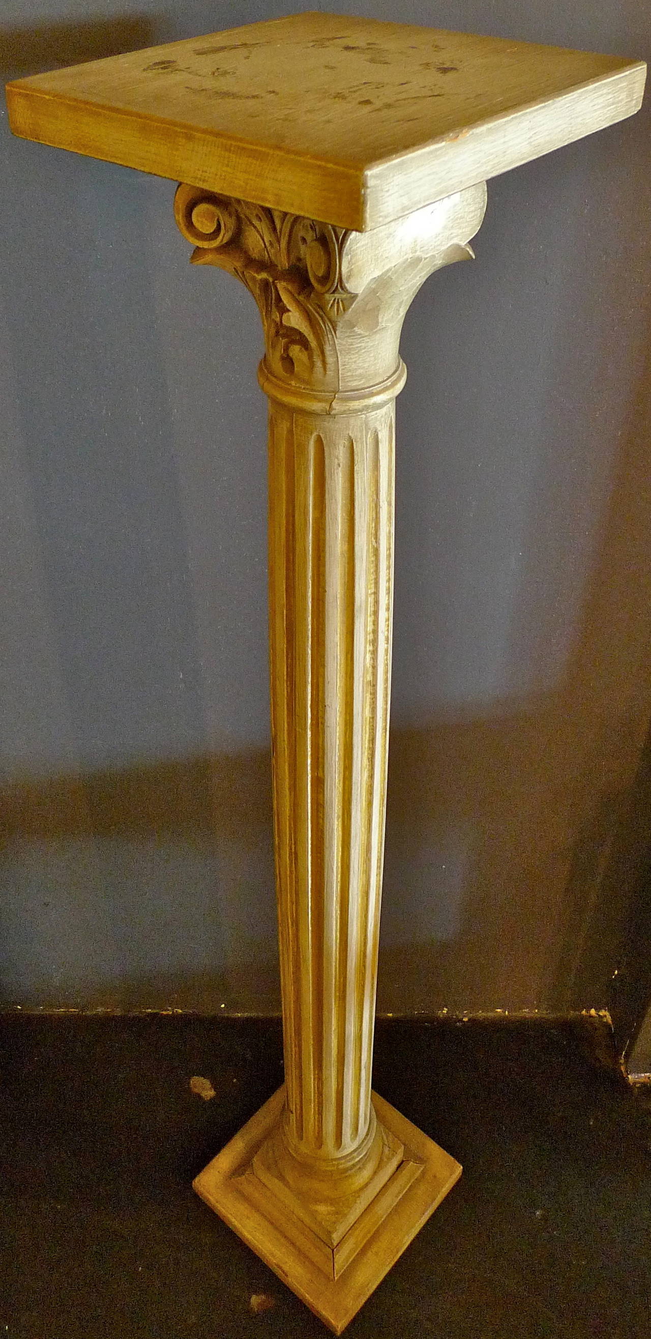 French 19th century hand carved wood column or pedestal.