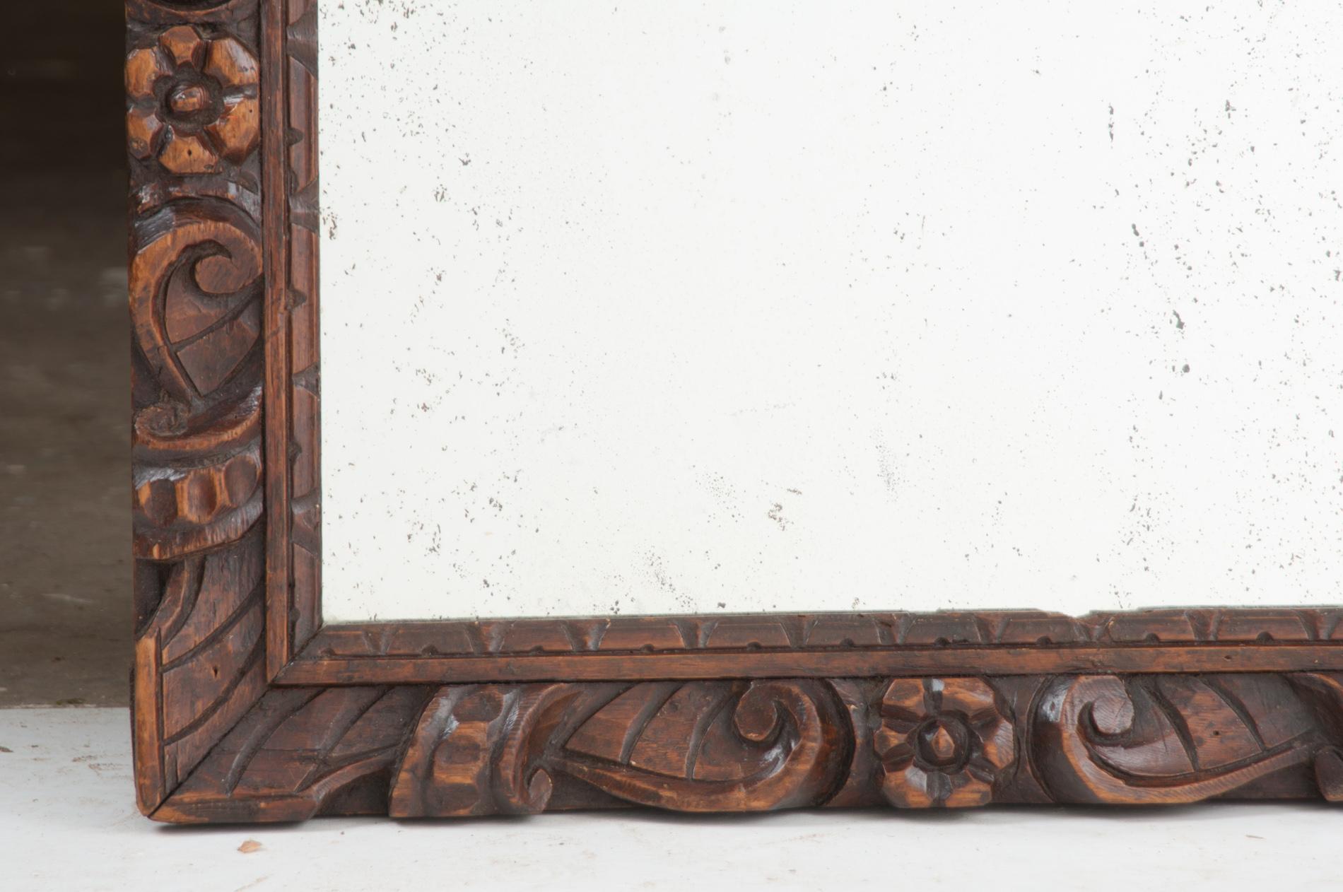 Hand-Carved French 19th Century Hand Carved Wood Mirror