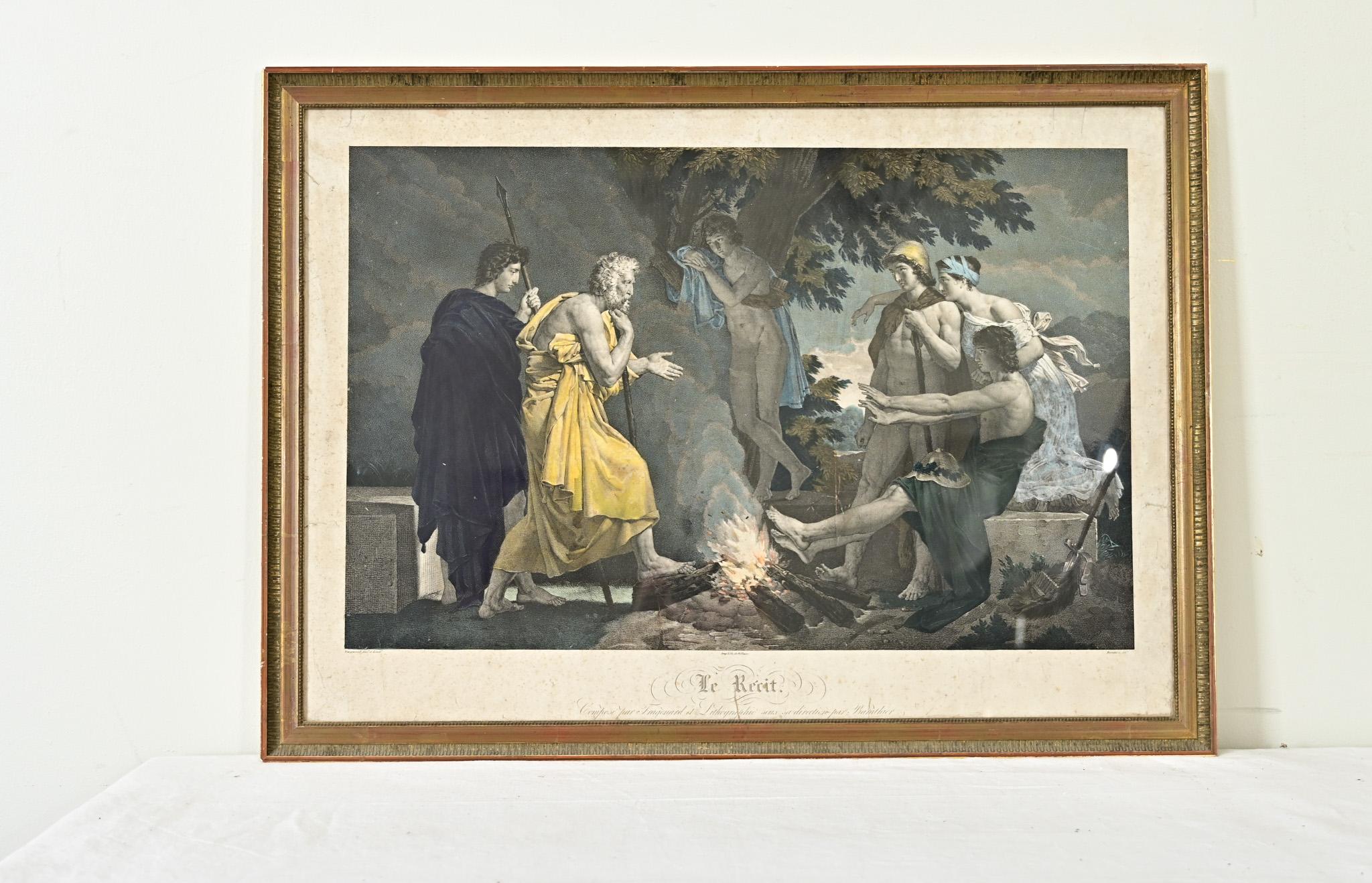Other French 19th Century Hand-colored Fragonard Lithograph For Sale